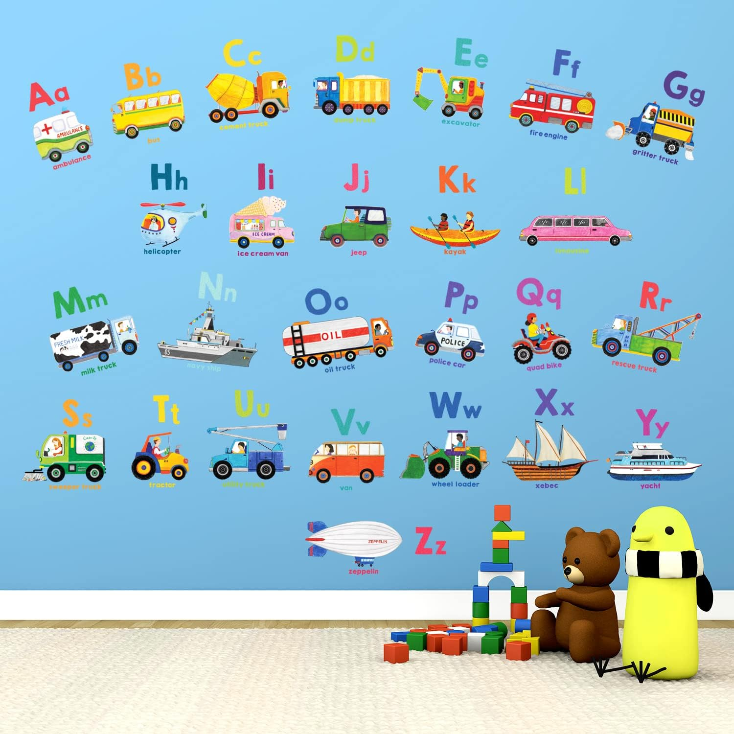 DECOWALL DS8-2005N Transport Alphabet Kids Wall Stickers Wall Decals Peel and Stick Removable Wall Stickers for Kids Nursery Bedroom Living Room image number 3