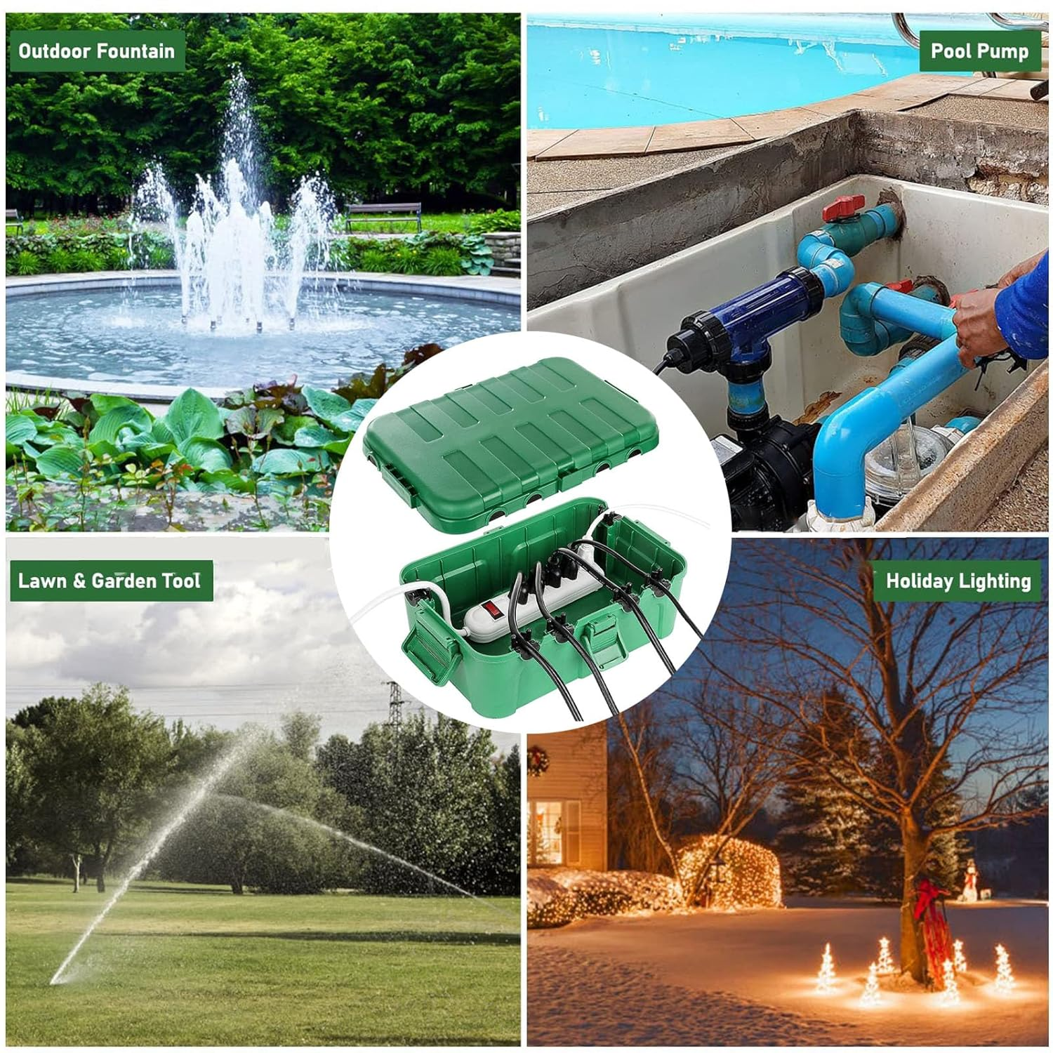 Jiawu Large Outdoor Electrical Box, Weatherproof Connection Box with 6 Cable Entry, IP54 Waterproof Extension Cord Cover Protect Power Strip, Plug, Holiday Lights 13.5 X 9.4 X 4.7In