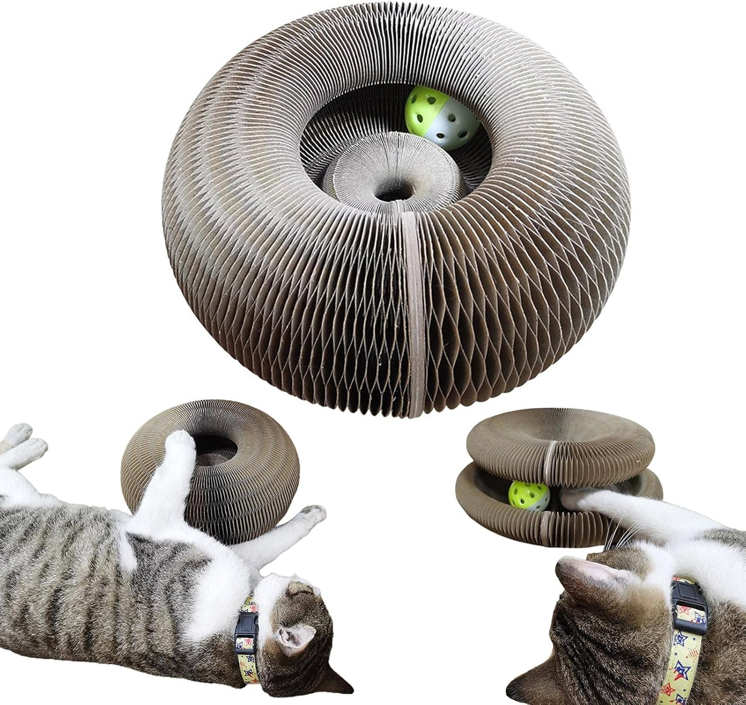Cat Grinding Claw Scratching Ball, Healthy and Eco-Friendly Cat Scratcher Toy, Collapsible round Shape Cat Scratchers for Sleeping image number 3