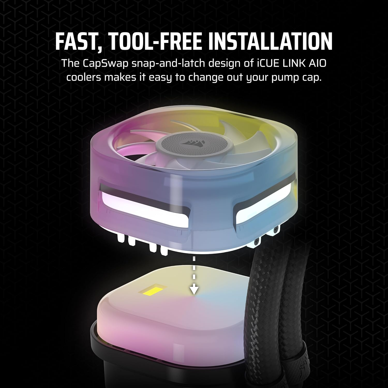 CORSAIR Icue Link AIO VRM Fan Module &ndash; Additional Motherboard Cooling for Overclocking &ndash; Easy Capswap Installation &ndash; 70Mm Fan &ndash; Magnetic Dome Bearing &ndash; Black image number 6