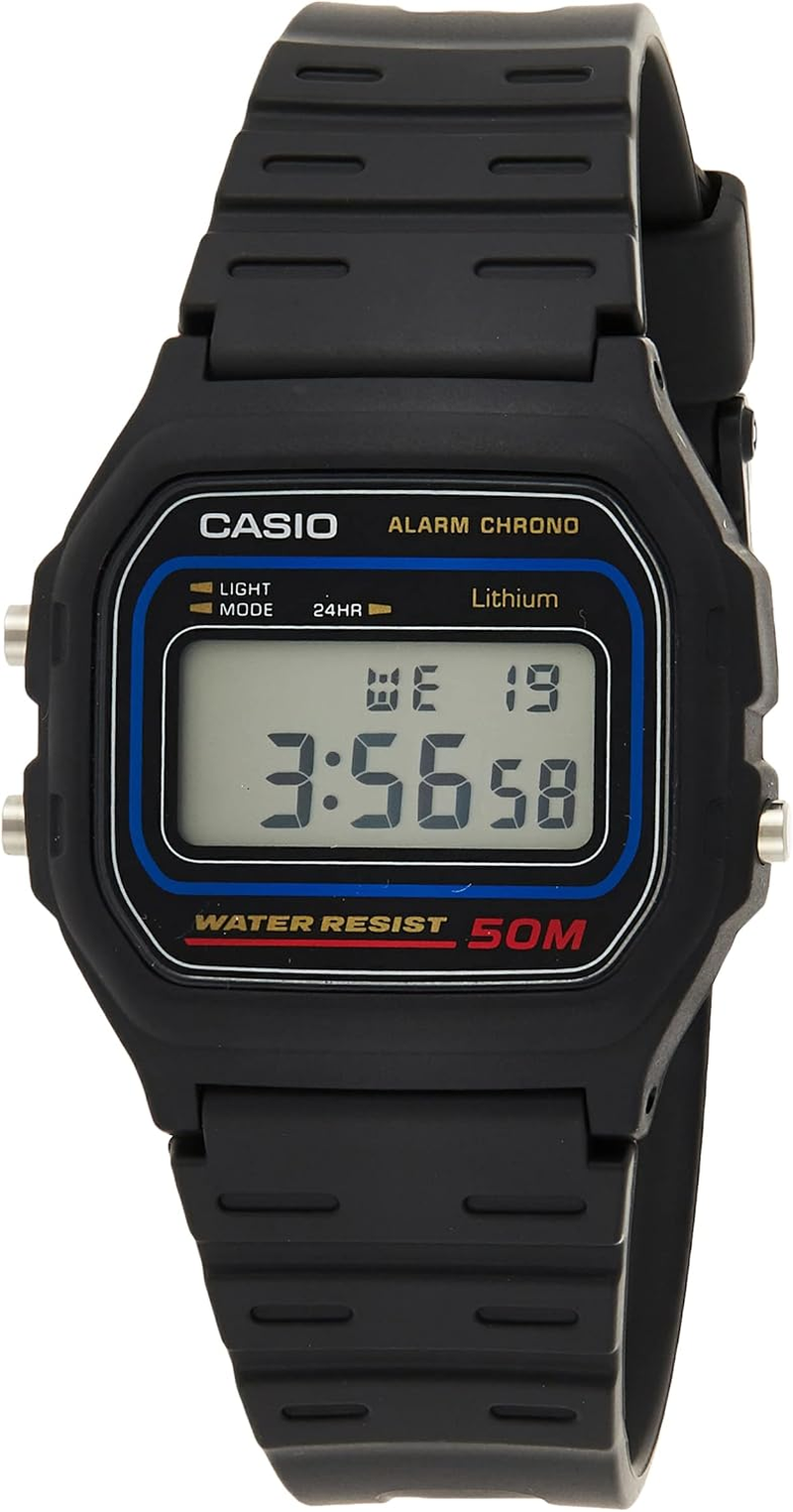 CASIO Unisex W59-1 Classic Digital Watch, Black/Grey Dial, Black Band image number 1