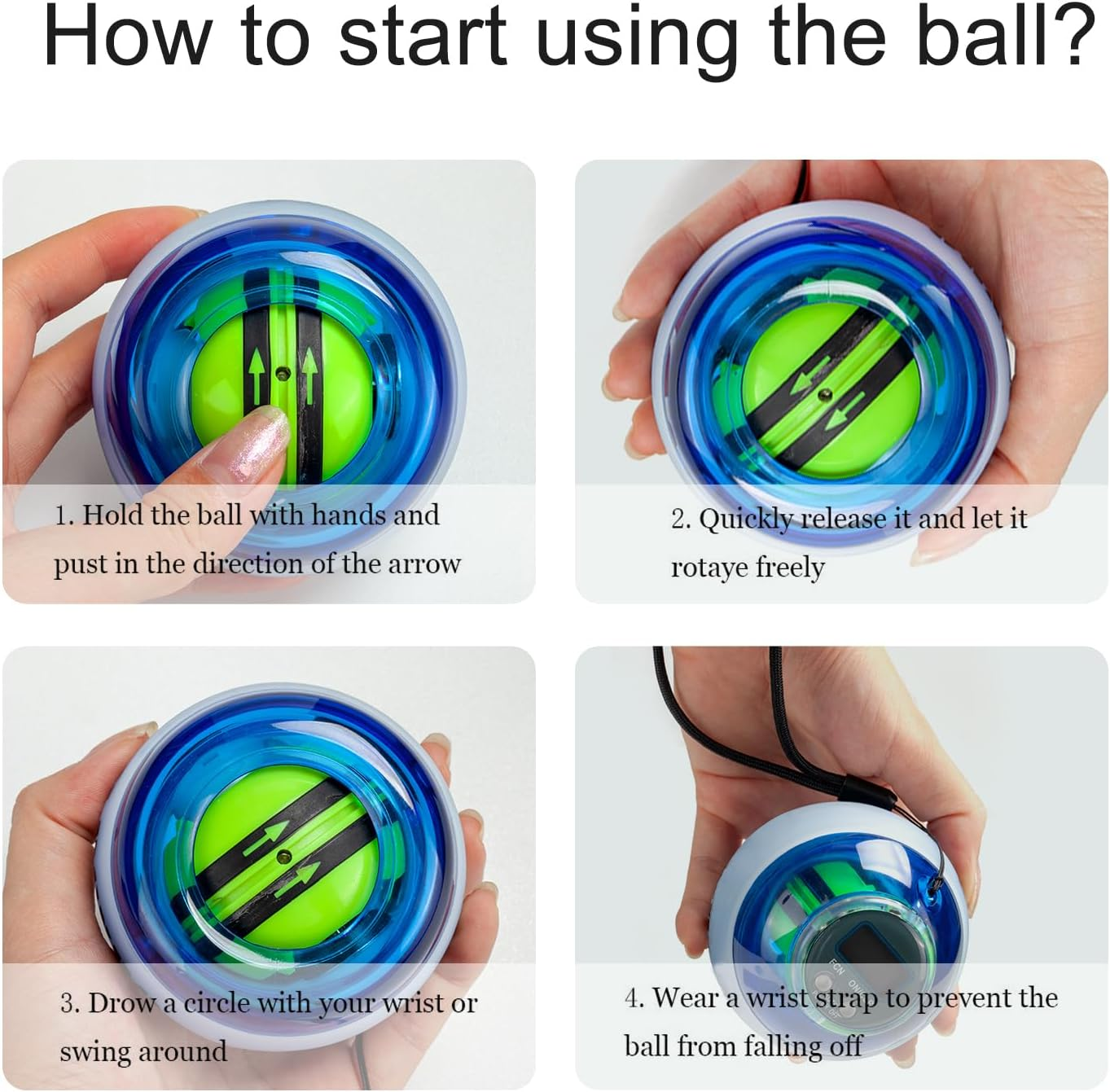 DOTSOG Wrist Trainer Exercises Power Ball Wrist&Forearm Strengthener Essential Auto-Start Spinner Gyro Ball with LED Lights image number 2