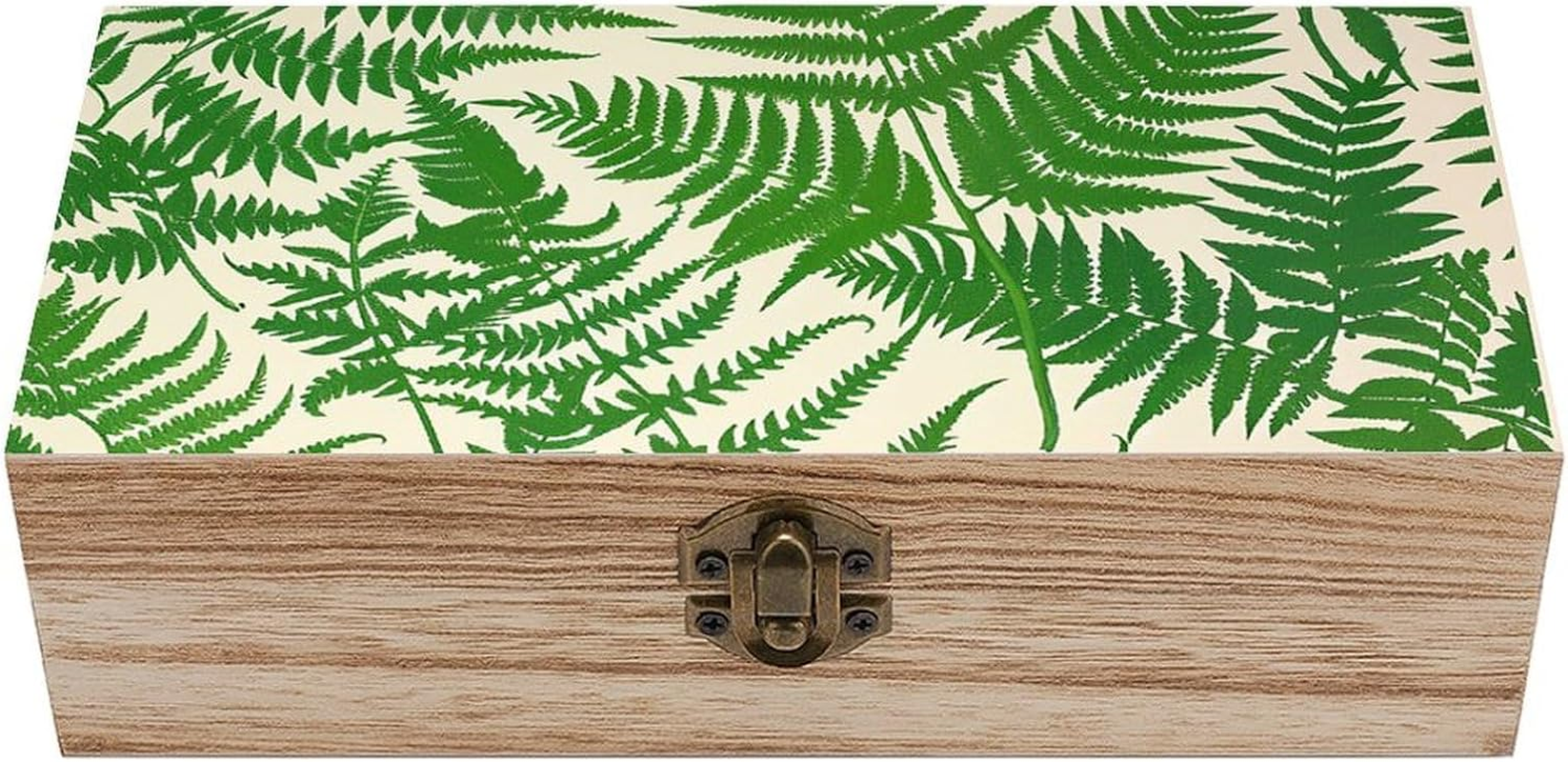 Fern Green Plant Wooden Box Wood Wedding Keepsake Boxes with Lids Small Decorative Boxes Lightweight Wooden Memory Storage Box for Crafts Keepsakes Jewelry Photo Letter Storage image number 6