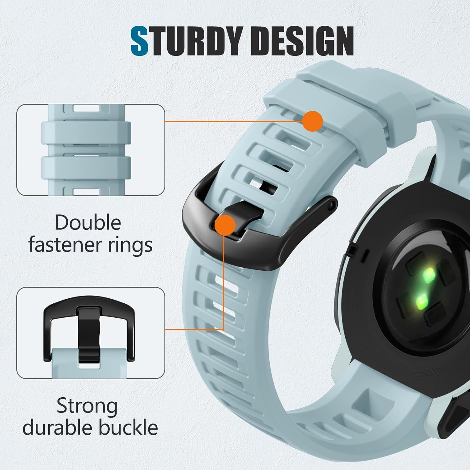 Ouwegaga Compatible with Garmin Instinct Watch Bands, 22Mm Soft Silicone Sport Wristband Replacement for Garmin Instinct/Instinct 2/Instinct Esports/Solar/Tide/Tactical Smartwatch, Multi Colors - Blue image number 3