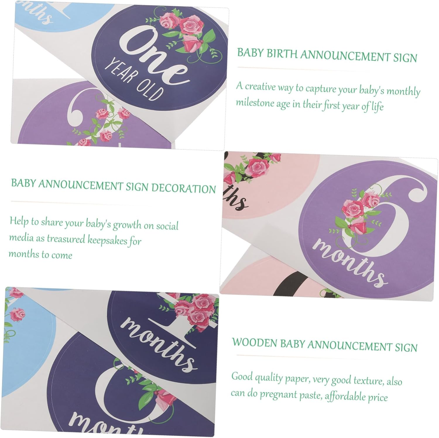 Baby Milestone Stickers Monthly Stickers for Newborns for Photo Props 12Pcs Set for Baby Monthly Scrapbook and Memory Keeping image number 1