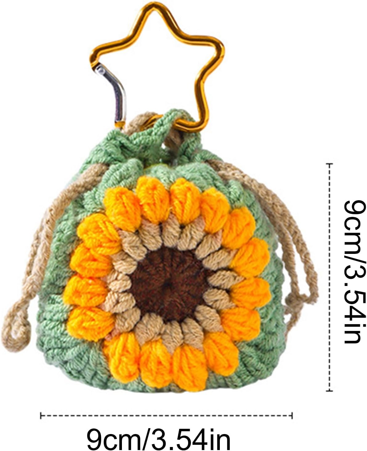 Keychain Coin Purse &ndash; Crochet Sunflower Key Charm, Drawstring Pouch Holder | Cute Coin Purse for Girls Men Teens, Mini Storage for Cards Keys, Backpack Handbag Accessory School Gift image number 6