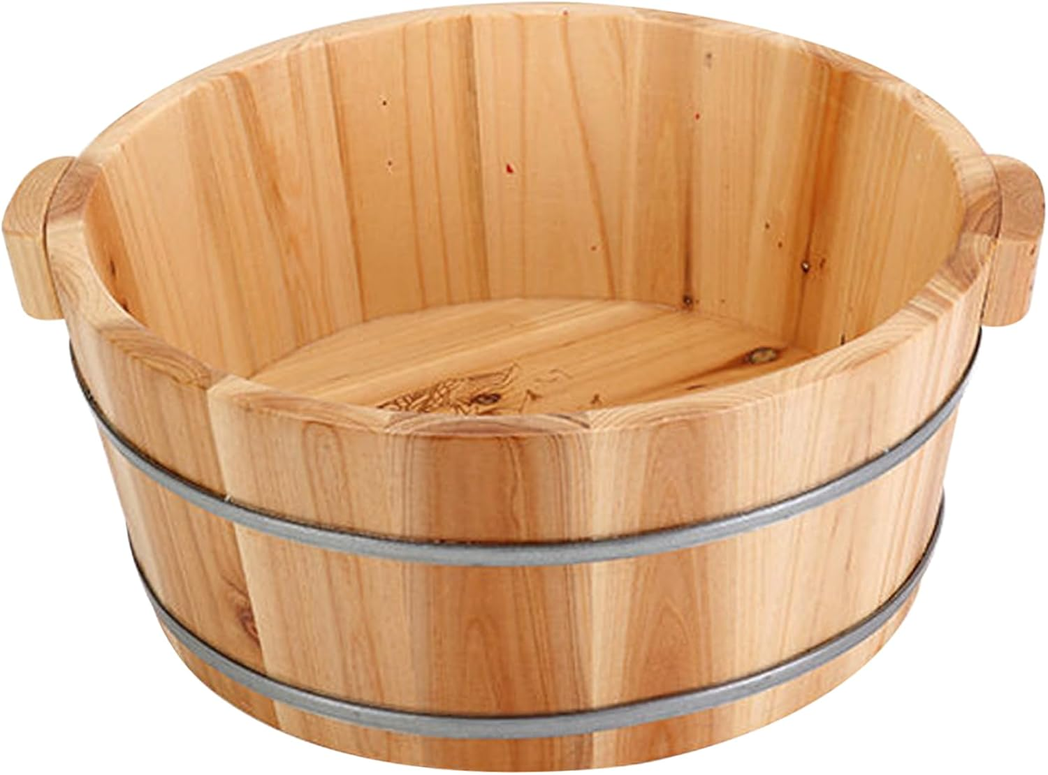 Foot Bath Soak Tub, 14.2X6.3Inch Wooden Foot Soaking Tub, round Pedicure Bowl, Foot Bath Basin, Foot Soaking Basin, Foot Bath Bucket for Home Sauna Foot Care