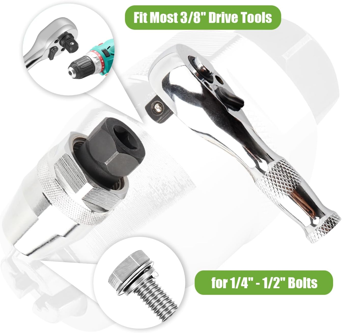 Damaged Bolt and Stud Extractor Tool, 3/8" Drive Broken Stud Remover Bolt Extractor Grips and Removes 1/4" (6Mm) to 1/2" (13Mm) Studs, Broken Bolt Remover Kit image number 5
