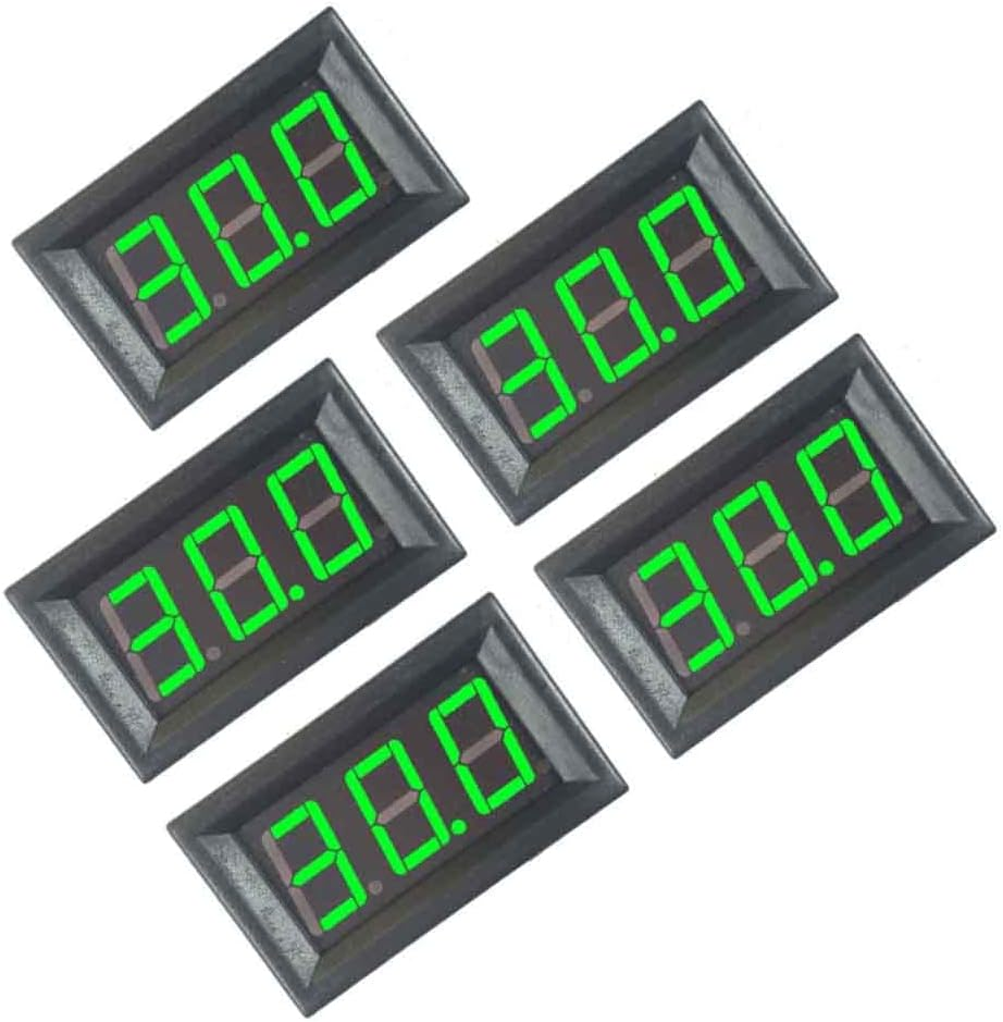 5Pcs 0.56 Digital Voltmeter DC5-120V DC 5V to 120V Digital Voltmeter Voltage Panel Meter for 12V 24V 96V (Green)