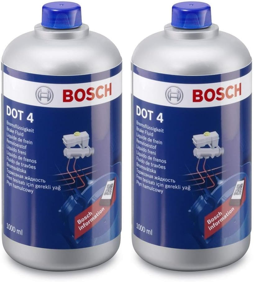 BOSCH BF4-1L Brake Fluid DOT 4, 1 Litre, Suitable for Most Vehicles That Use DOT 4, with or without ABS/ESP&reg; from 1990 Onwards (Pack of 2)