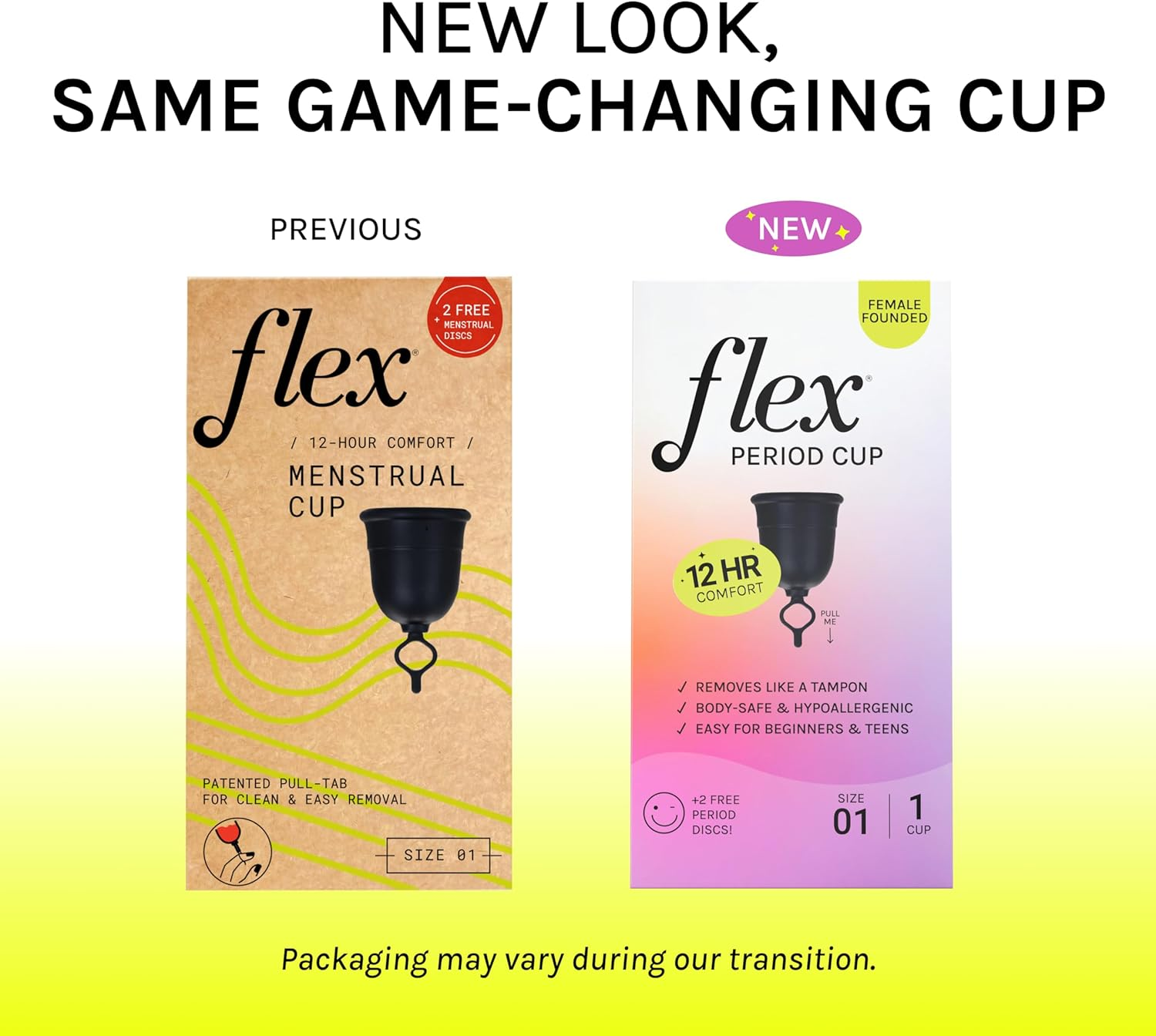FLEX Menstrual Cup - Loved by All Body Types - Gift W/2 Discs - USA Made - Pull String Design - Soft - Stain Proof - Great for Beginners - Adjustable Stem for Custom Fit - 12 Hour Wear (Slim) image number 1
