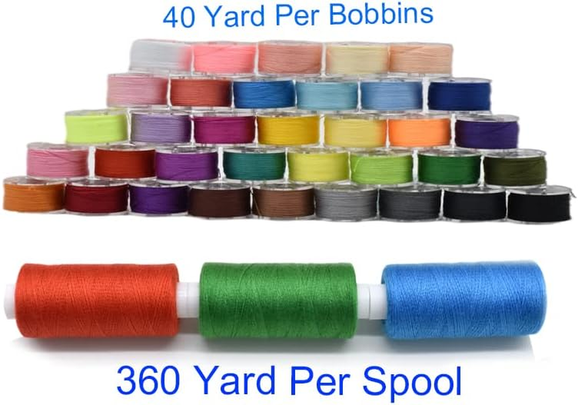 72Pcs Bobbins Sewing Threads Kit, 36 Colors 400 Yards per Polyester Thread Spools Prewound Bobbin with Case for Hand Machine Sewing, Emergency and Travel, DIY and Home image number 2