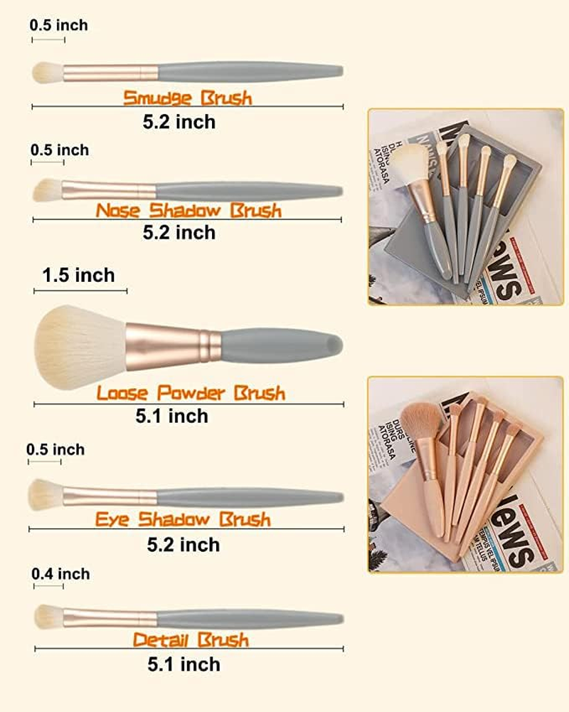 Travel Size Makeup Brushes Set, Easy-Taken Mini Makeup Brush Set with Case and Mirror for on the Go (Pink) - Grey image number 5