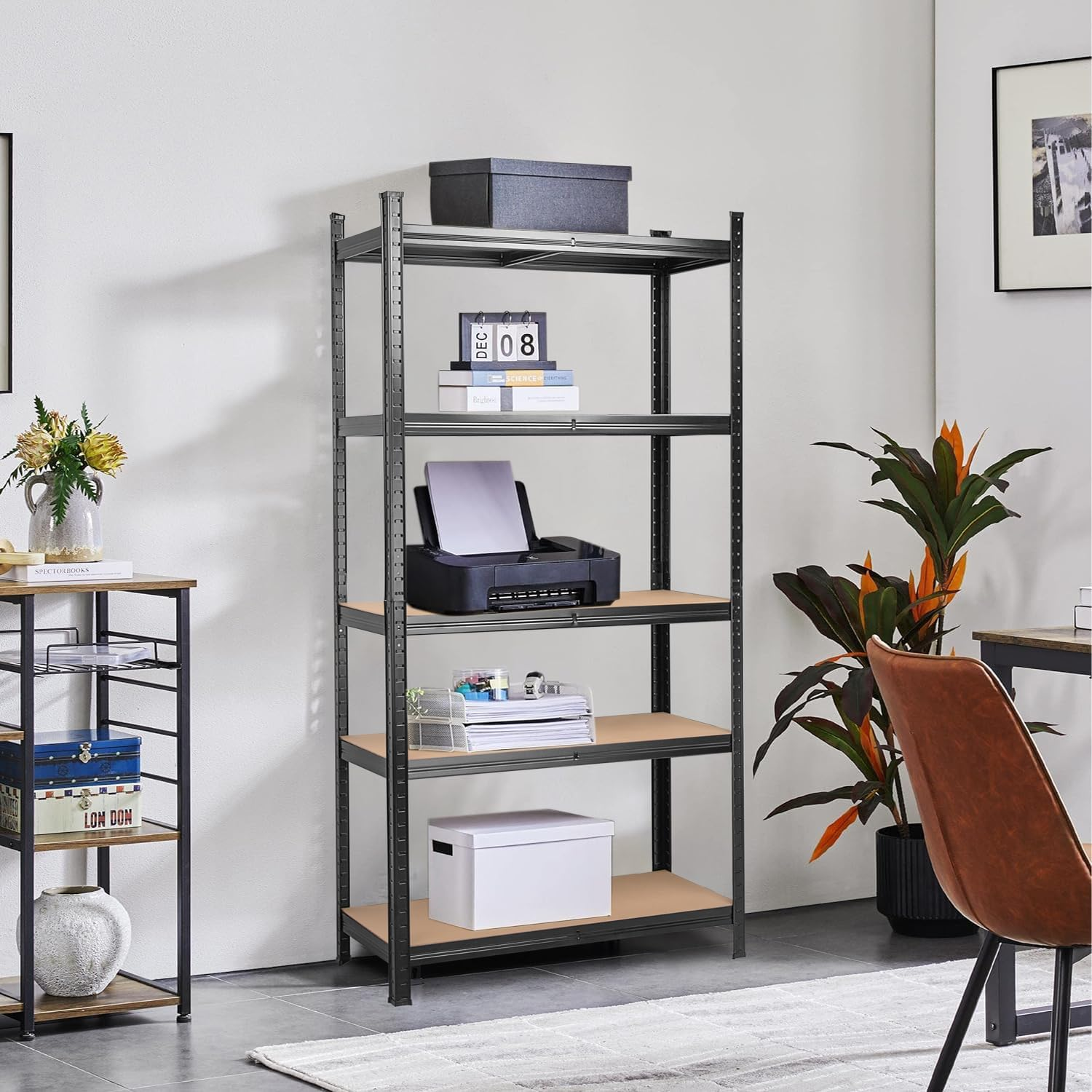 Masterspec 1.8X0.9M Garage Shelving, Warehouse Rack Pallet Racking System Rack Storage Shelves Industrial Commercial Organize Capacity, 5 Steel Metal Adjustable Assembly Easy Black image number 5