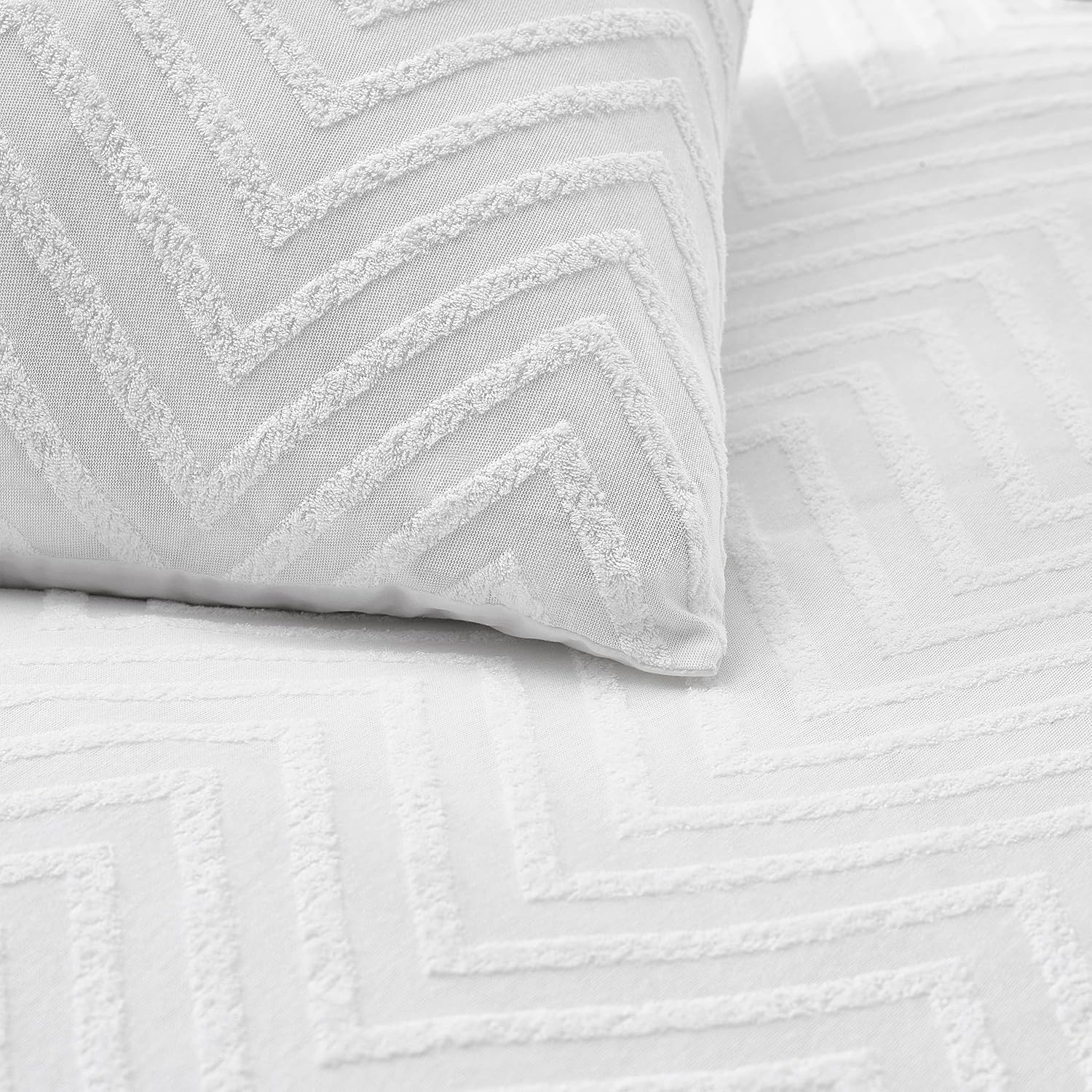 The Linen Yard Chevron Geometric Loop Weave Cotton Duvet Cover Set