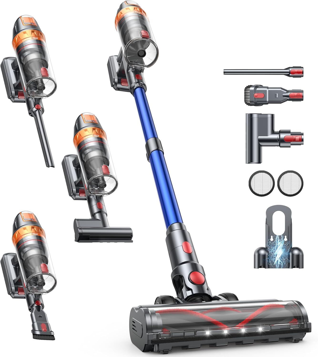 SMOTURE Cordless Vacuum Cleaner, 600W/45Kpa 60Mins Stick Vacuum for Home, Self-Standing Vacuum Cleaner with Mattress Brush, Wall Mount Charging, Auto Mode, Anti-Tangle Vacuum for Pet Hair/Carpet/Floor image number 1