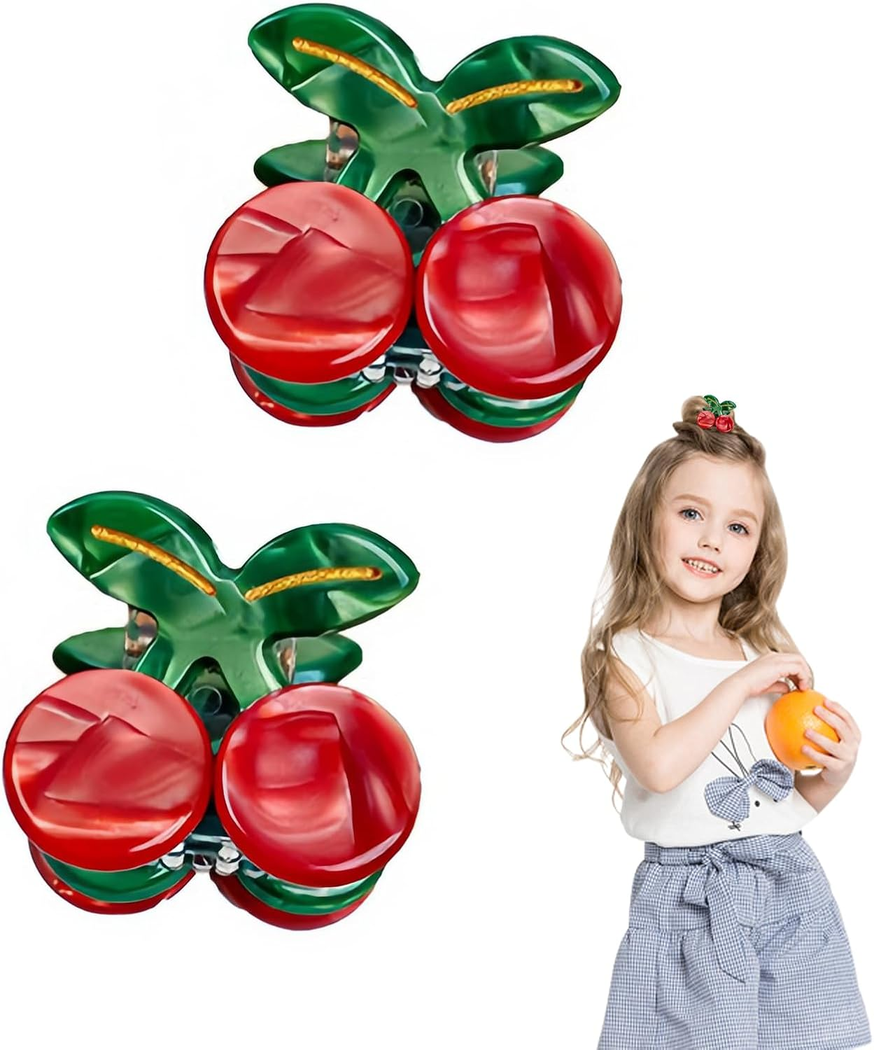 THXFUNAREA Pack of 2 Hair Accessories, Strawberry Hair Pin for Children, Strawberry Headband, Ponytail Hair Scrunchie Set, Cute Hair Clips, Fruit Resin, Cute Hair Clips, Headwear Styling Tools (Red) image number 4