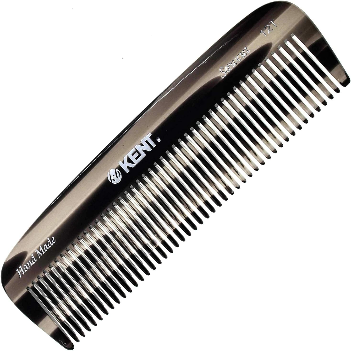 Kent 12T Wide Tooth Detangling Comb - 5.5" Handmade Pocket Comb for Thick, Curly, and Wavy Hair, Large Tooth Grooming for Hair, Beard, and Mustache - Saw-Cut and Hand Polished