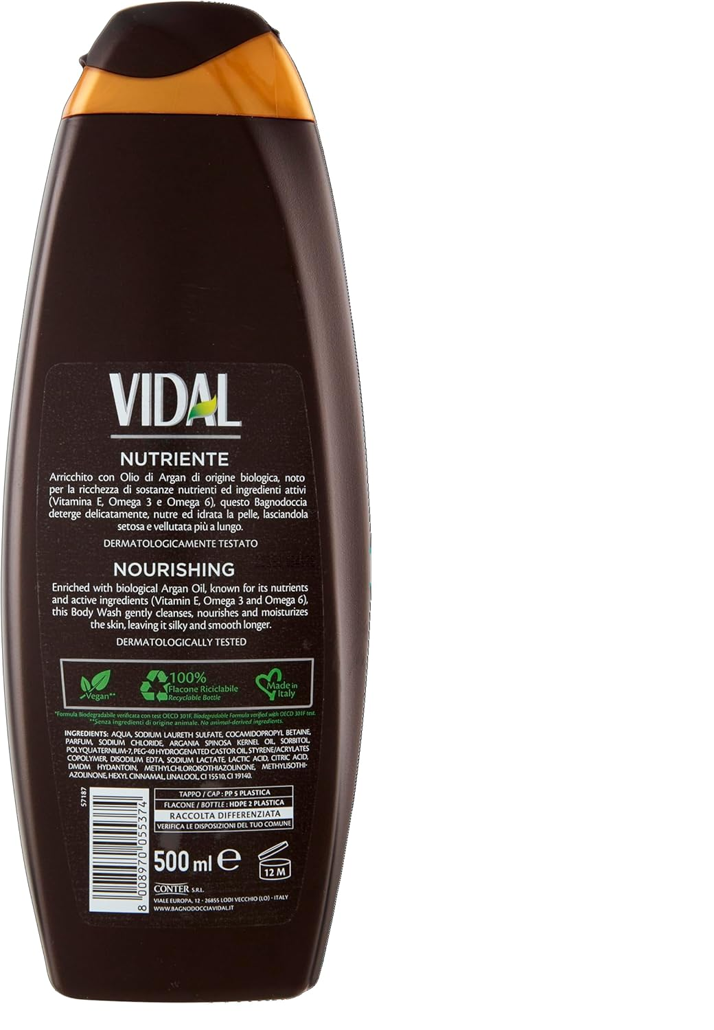 Vidal Body Wash Bio Argan Oil 500Ml image number 2
