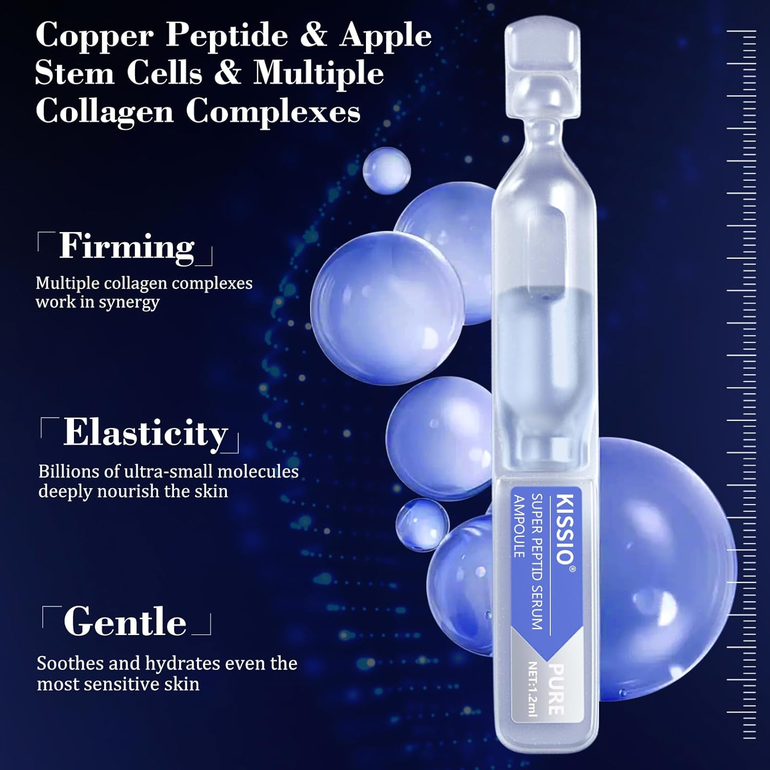 KISSIO Super Peptid Serum Ampoule,Face Serum with Copper Tripeptides,Collagen and Peptides,Hydration and Elasticity,Rejuvenating Facial Serum for Fine Lines and Wrinkles,Makeup Base,30 Ampoule image number 4