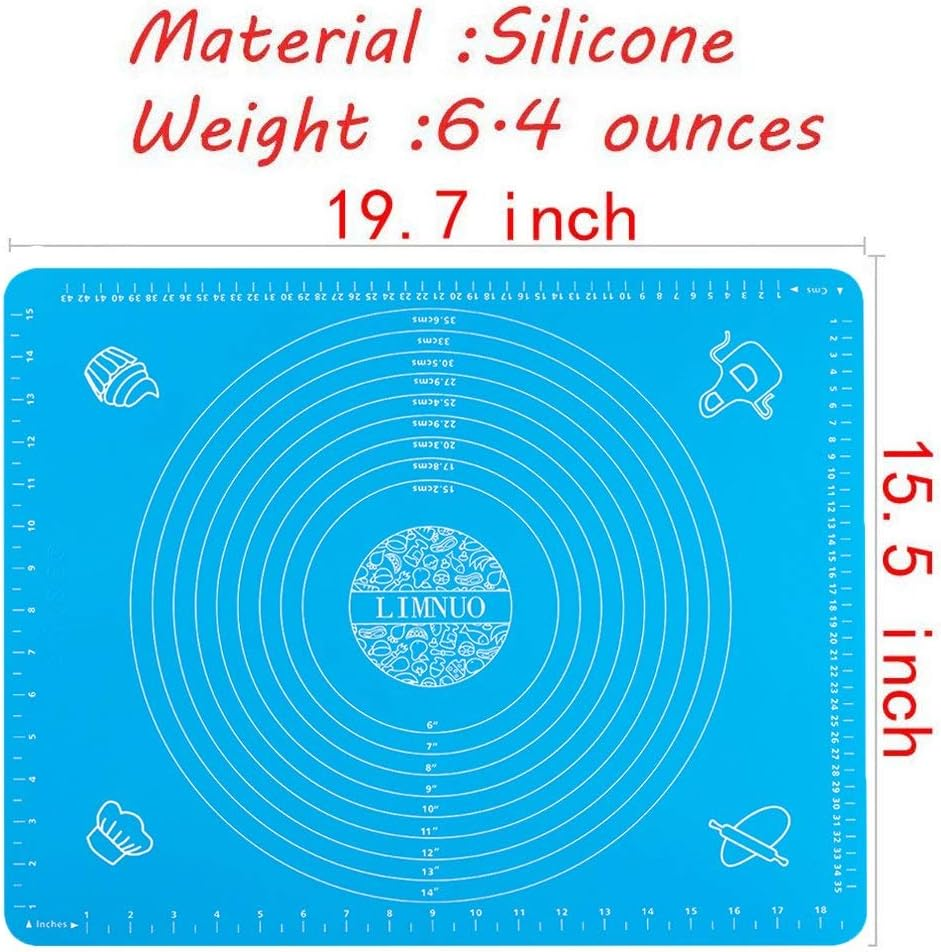 LIMNUO Silicone Baking Mat, Extra Thick Large Non Stick Pastry Mat Sheet for Dough Pie Crust Rolling Mats, Non-Stick and Anti-Slip, Dishwasher Safe (50X40Cm) image number 1