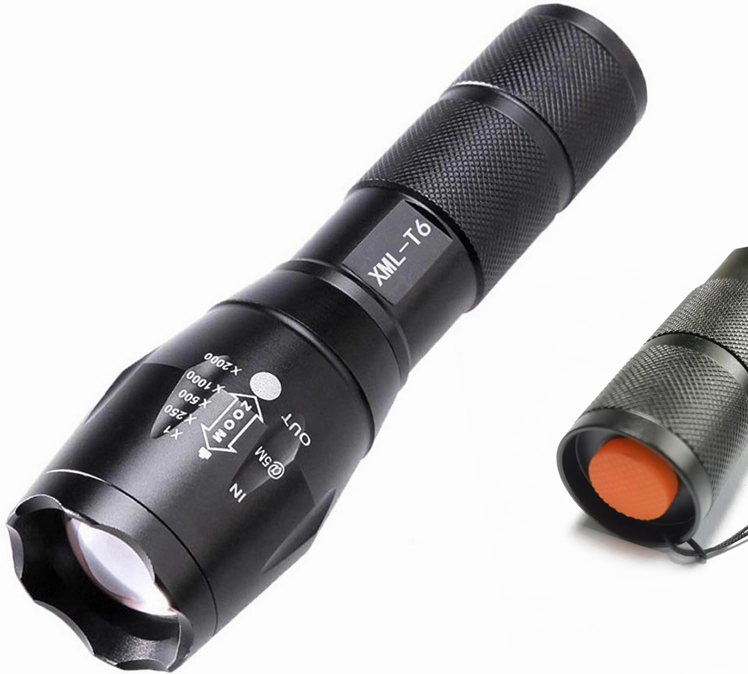 T6 Zoomable Aluminum Alloy LED Flashlight, Super Bright, Portable Torch, Powerful Emergency Flashlight Has 5 Modes, Outdoor for Camping, Hiking, Fishing, Tactical Handheld Torches (Large-137Mm) image number 5