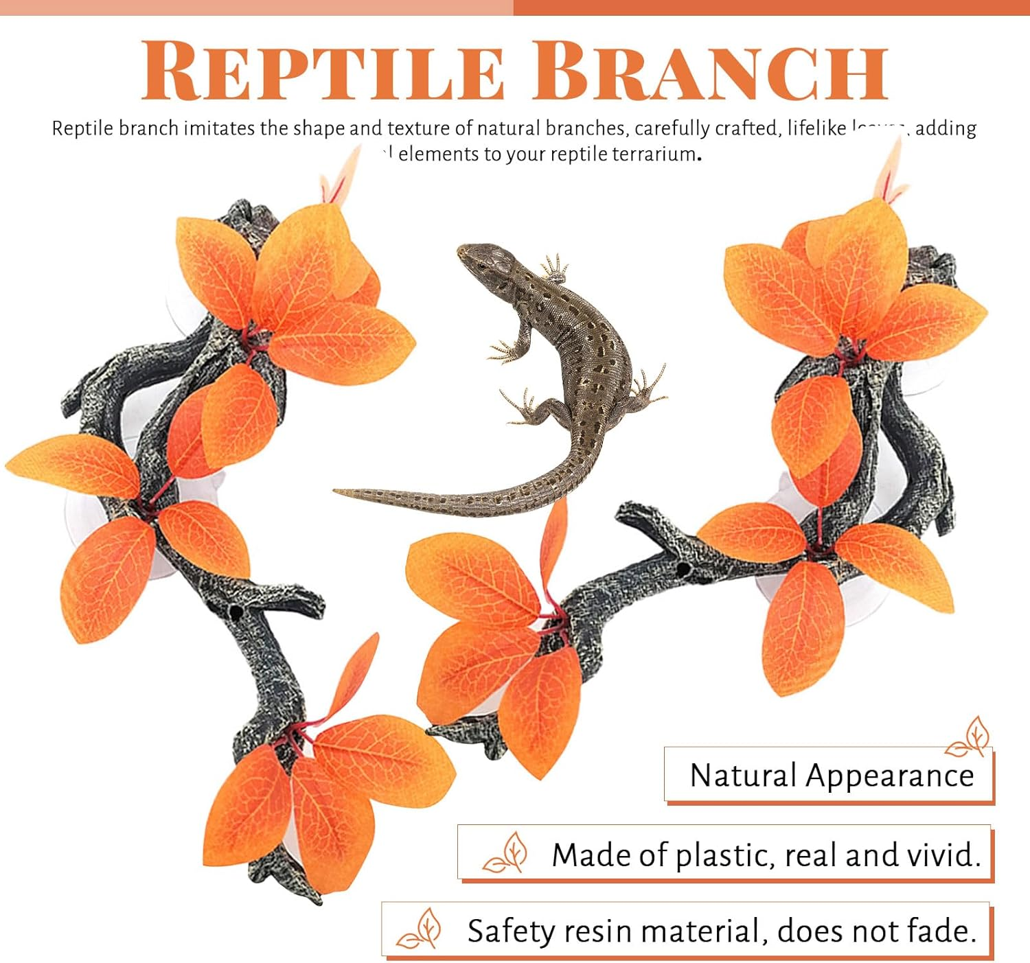 2Pcs Reptile Corner Branch, Reptile Climbing Decor Snake Climbing Branch, Reptiles Tank Accessories Terrarium Decorations Tree Branchs (Red) image number 1