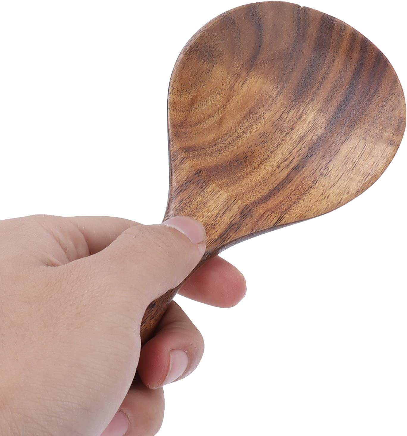 Rice Paddle, Non-Stick Natural Wooden Rice Spoon Shallow round Head Rice Spoon Rice Spoon image number 2