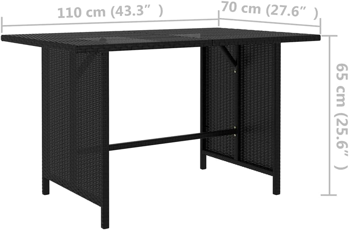 Vidaxl Garden Dining Table &ndash; Black Outdoor Patio Table in PE Rattan and Steel
