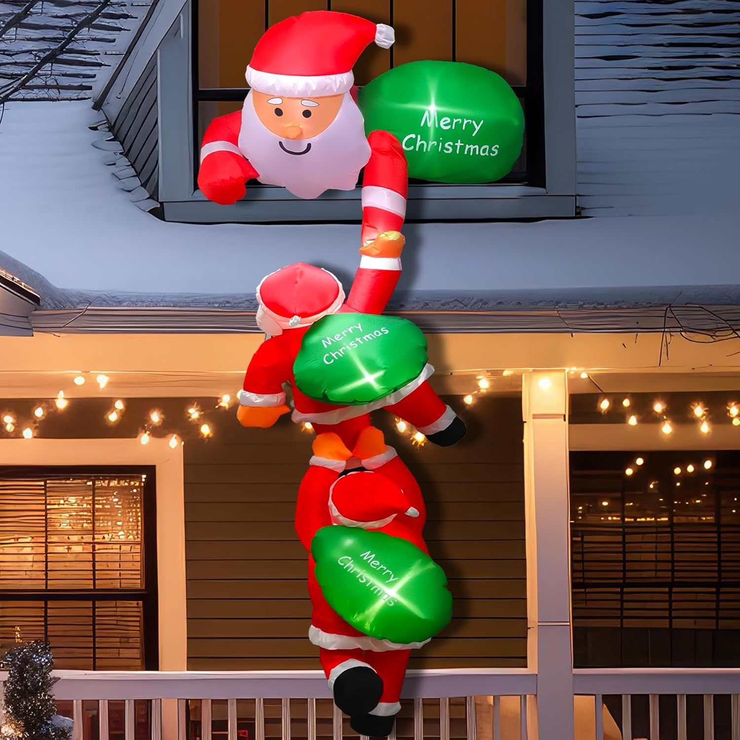 8 FT Christmas Hanging Inflatables Decoration Christmas Inflatable Climbing Santa Claus Blow up Inflatable with Build-In LED for Xmas Holiday Party Indoor, Outdoor, Yard, Garden, Lawn Decor image number 2