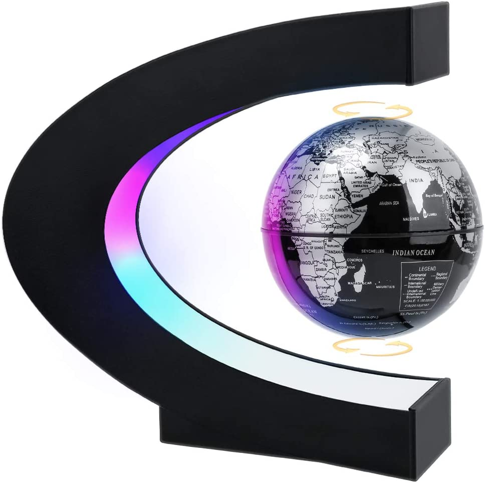 MOKOQI Magnetic Levitating Globe with LED Light, Cool Tech Gift for Men Father Boys, Birthday Gifts for Kids, Floating Globes World Desk Gadget Decor in Office Home/Display Frame Stand image number 1