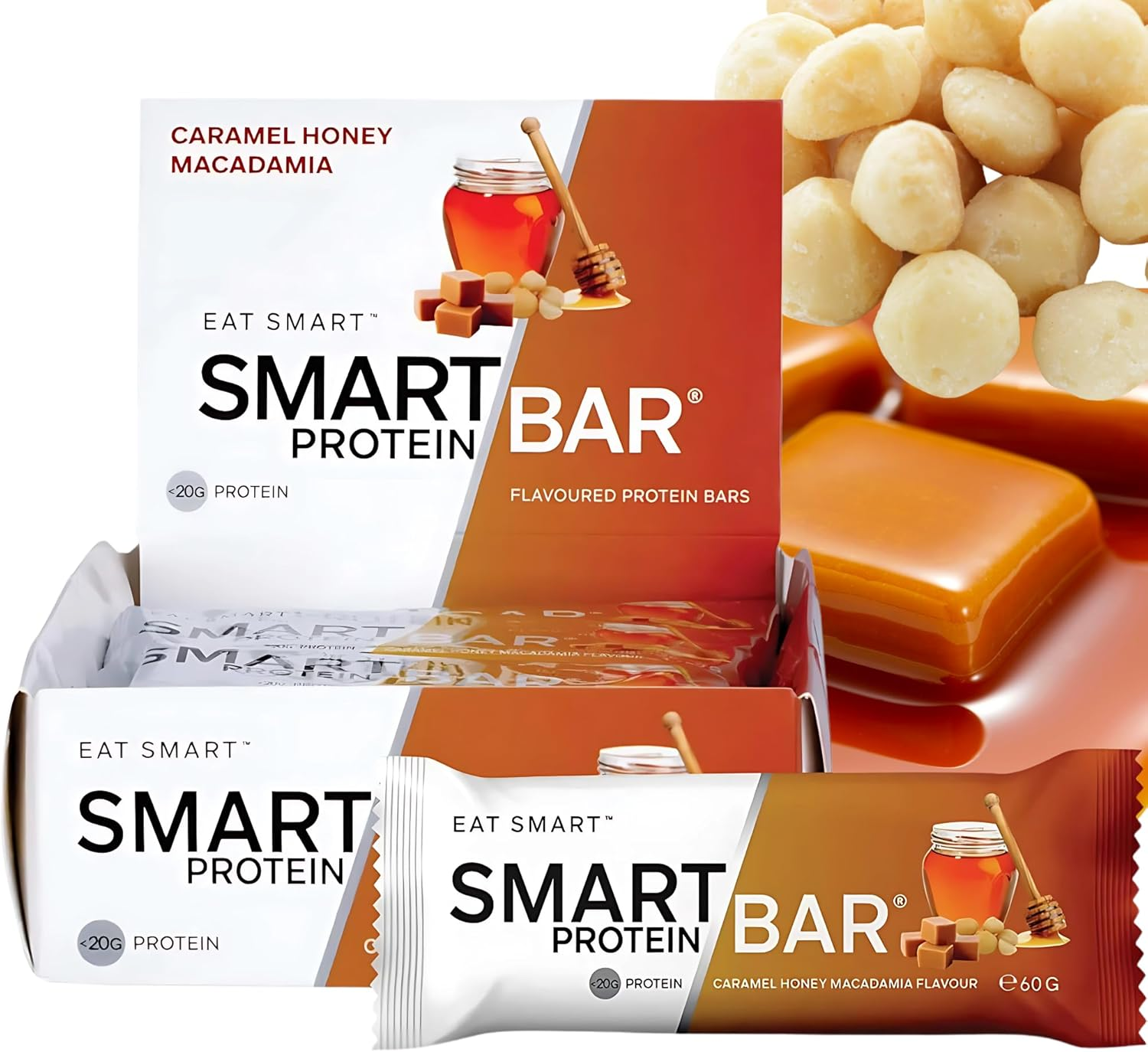 Smart Bars Protein Bar - Caramel Honey Macadamia, 12 X 60 G | 19.1 G High Protein Snack, Keto Friendly, Nutritional, Low-Carb, Low Sugar image number 4