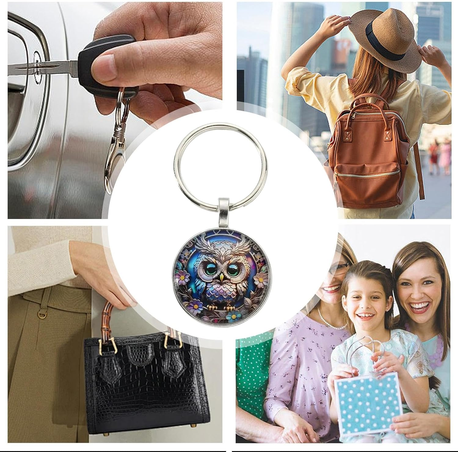 [Cxiskyu] Owl Key Ring for Women - Chic Wallet Keychain, Novelty Animal Key Charm, Mini Metal Keychain Clip | Owl Zipper Pender for Backpack, Car Key Organizer Gift Accessory for Mother, Friends image number 5