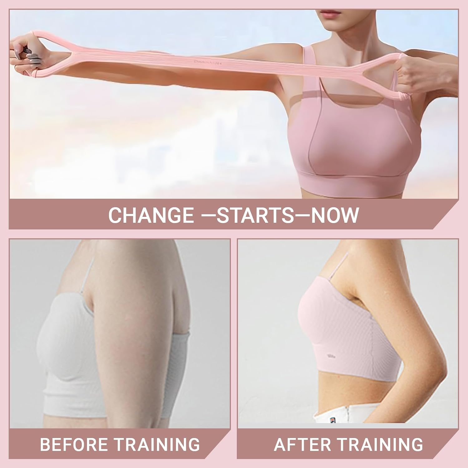 Viiotu Figure 8 Resistance Band,Upgraded Shoulder Stretch Resistance Bands with Handles,Silicone Exercise Bands for Workout Arm Back at Gym Home image number 5