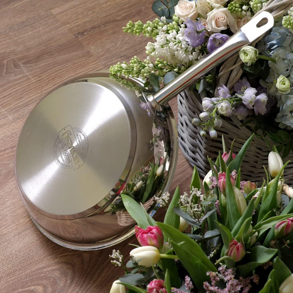 Fissman Deep Stainless Frying Pan 28 Cm, Professional Cookware with Induction Bottom, Compatible with Gas, Electric and Glass-Ceramic, Silver (1 Deep Frying Pan, 24 Cm) image number 1