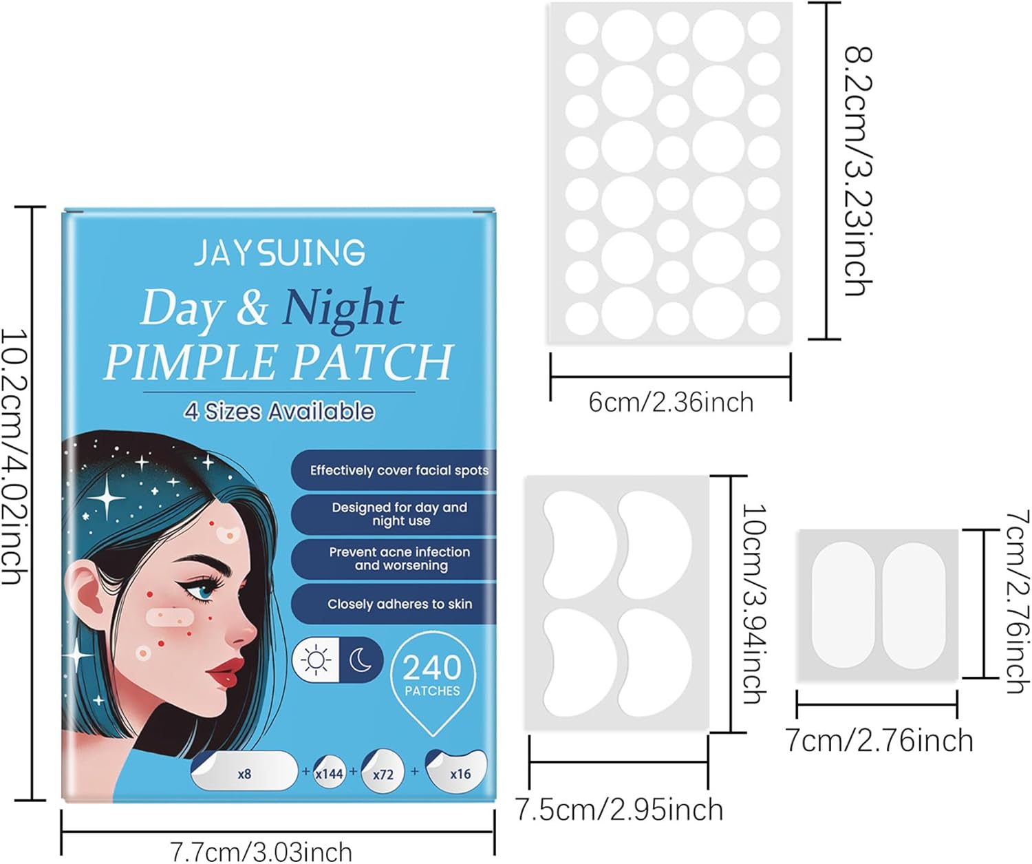 Acne Pimple Patch &ndash; 240Pcs Hydrocolloid Spot Stickers for Face, Invisible & Waterproof, Suitable for All Skin Types image number 2