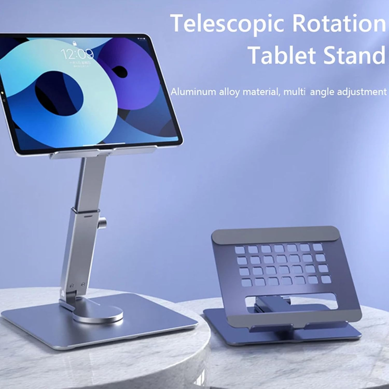 Tablet Stand, Adjustable Foldable Aluminum Alloy up to 14 Inch Tablet Holder, Computer Office Desk Accessories for Tablets, Phones image number 4