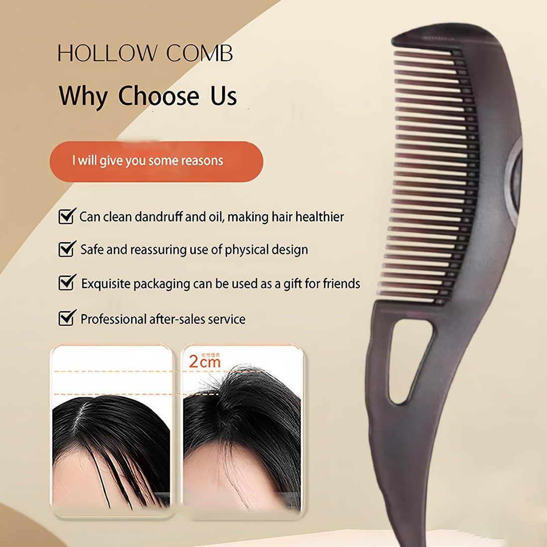 EUYKQNOI 2-Piece Dandruff Comb Scalp Comb Scalp Comb Dandruff Comb Hollow Tooth Comb for Dandruff on the Scalp, High-Quality Press Hair Comb with Skin Scratching Handle, Scalp Care Comb for Men And