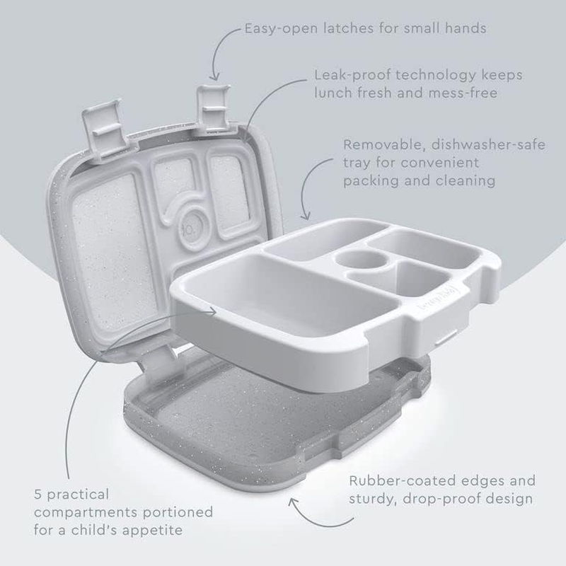 Bentgo&reg; Kids 5-Compartment Lunch Box - Glitter Design for School, Ideal for Ages 3-7, Leak-Proof, Drop-Proof, Dishwasher Safe, & Made with Bpa-Free Materials (Glitter Edition - Silver)