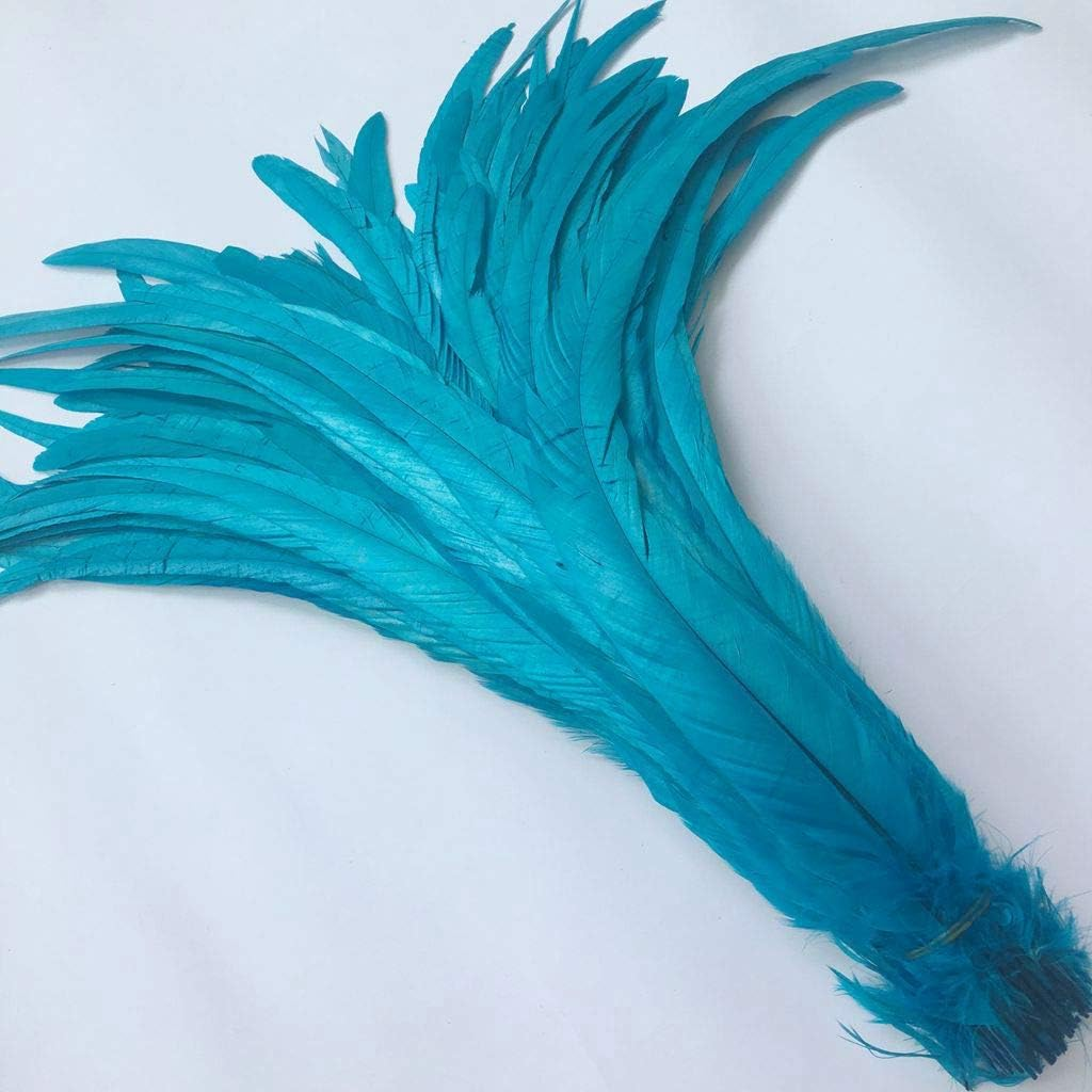 Shekyeon 12-14 Inch Rooster Tail Feather, Use for Hats, Costume, Decoration, Pack of 50 (Turquoise) image number 4