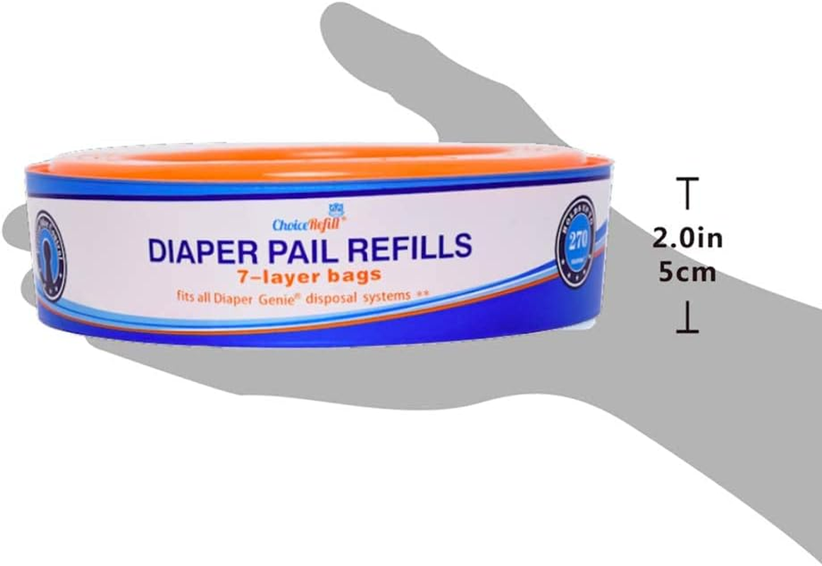 Diaper Pail Refills - Compatible with Diaper Genie Pails - 8-Pack, 2,160 Count