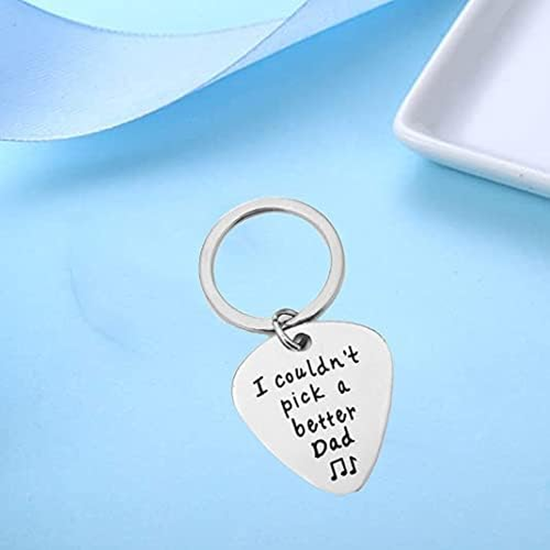 Fathers Day Birthday Gifts from Daughter Son Kids - I Couldn'T Pick a Better Dad Guitar Pick Keychain for Dad Papa Custom Gifts for Daddy Christmas Presents for Father image number 3