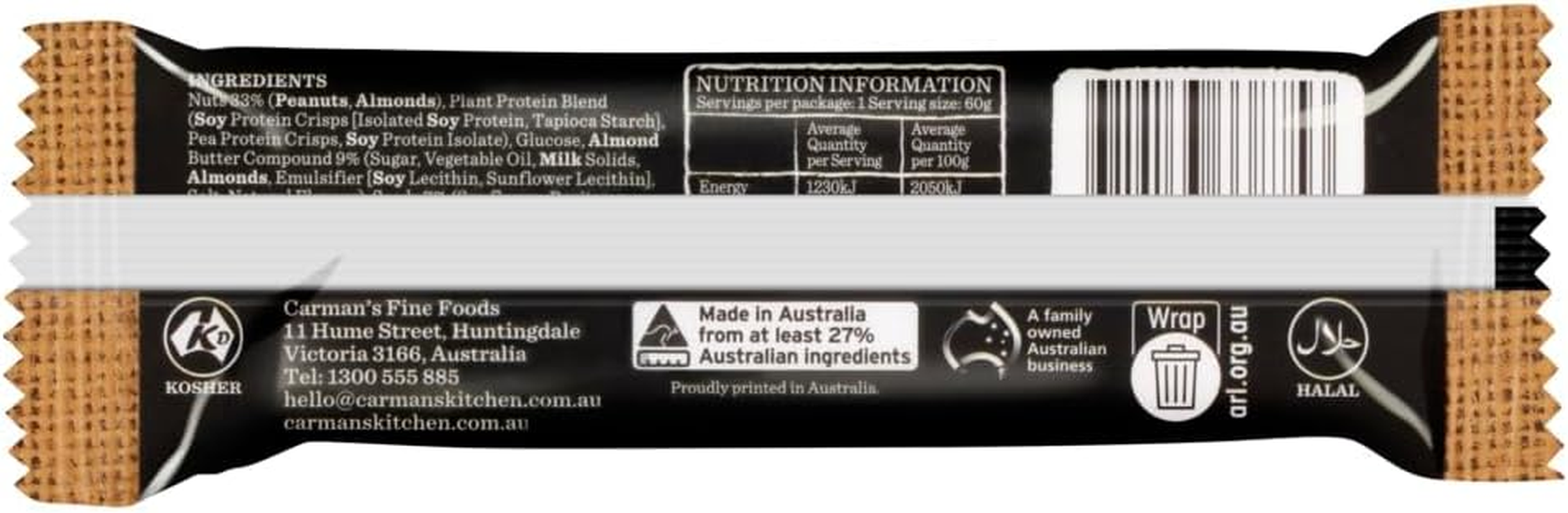 Carman'S High Protein Salted Caramel Nut Butter Bar - 9 X 60G (Pack of 9) image number 4