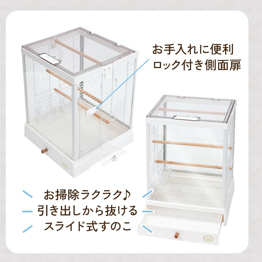 Minimal Land Bird Palace Clear Screen, 40 W, White, Clear View Tempered Glass, Easy to Clean, Easy to Assemble, Wide Approx. 15.7 Inches (40 Cm), for Birds image number 4