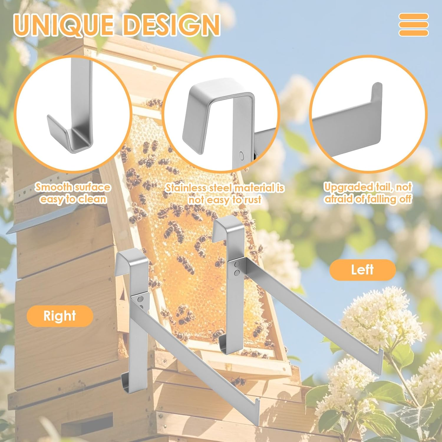 2 Pairs Beehive Frame Holder, Stainless Steel Bee Hive Stand, Large Capacity Beehive Frame Support Rack for Home Beekeeping Honey Harvesting and Inspection image number 2