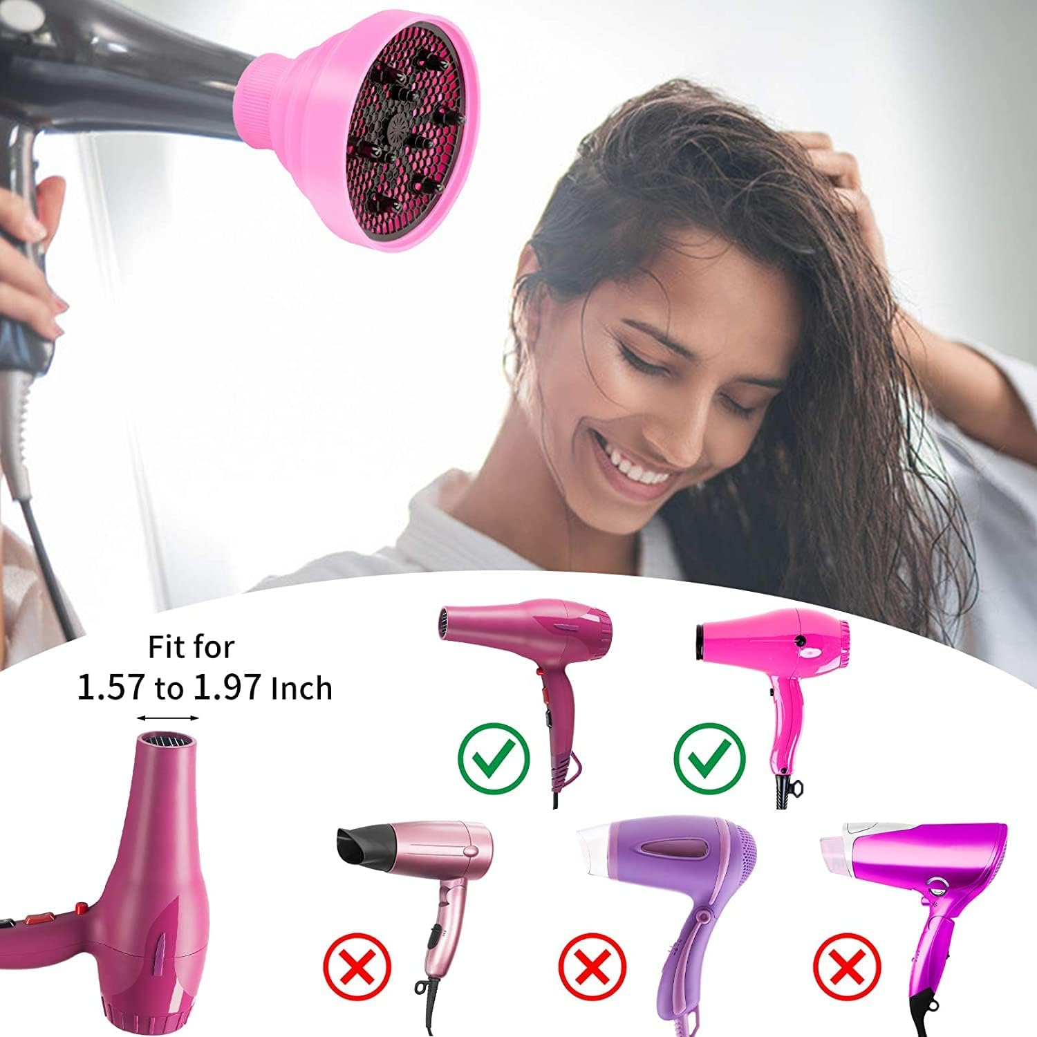 Universal Foldable Hair Diffuser Hair Dryer Adaptable for Impact Dryer with Nozzle 1.575-1.968 Inches (4-5 Cm) image number 3