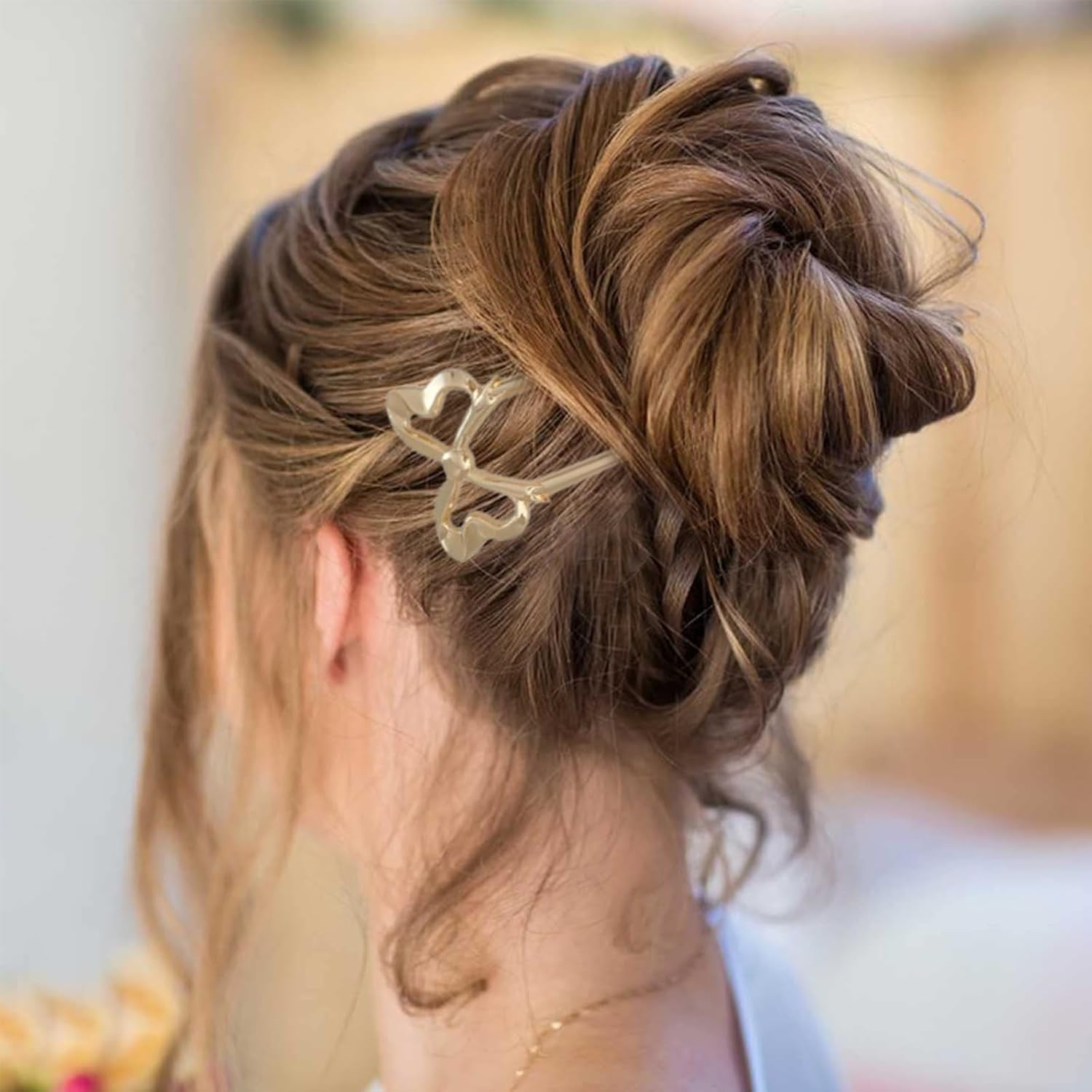 ASOMI 3 Pieces Vintage French Bow Hair Pins for Women U Shape Updo Metal Hair Sticks for Long Thick Hair (Gold, Silver, Black) image number 4