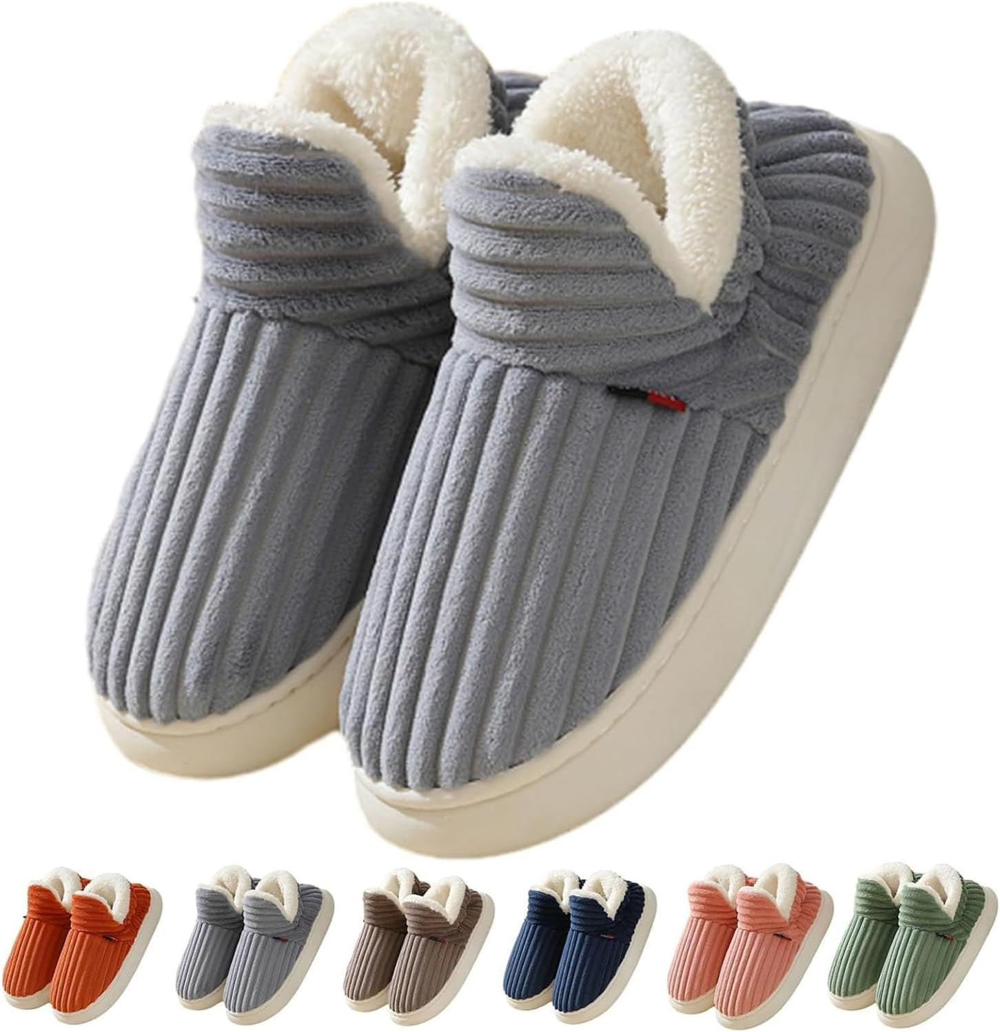 Pluffi the Cozy & Stylish Slipper,Pluffi Slipper Booties,Unisex Winter Cozy Fashion Slippers,Plush Warm Home Slippers (7.5-8 Women/6.5-7 Men,Gray)