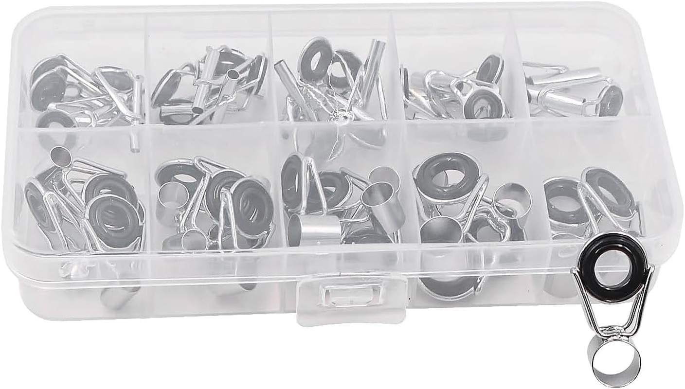 36PCS NUZAMAS Fishing Rod Guide Tip Repair Kit Set Fishing Rod Rings Guide Stainless Steel Fishing Replacement Parts Fishing Ring Accessories Tools image number 1
