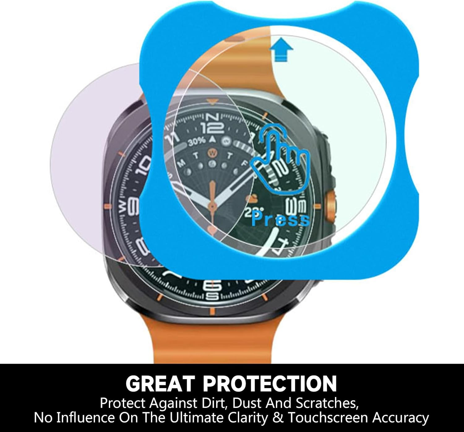 Agwenkui 2 Pack Screen Protector for Samsung Galaxy Watch Ultra - Protector for Samsung Watch with 9H Tempered Glass Full Cover Clear Guard Installation Alignment Frame (Easy Positioning Design)
